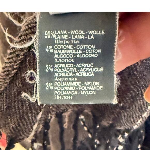 Georges Rech Abstract Wave Studded Fringed Scarf Knit Wool Blend Urban Lagenlook - Picture 5 of 6